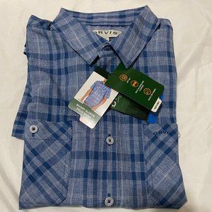 NWT Orvis short Sleeve Tech Shirt - UPF 30+ - Blue stripe - Size M